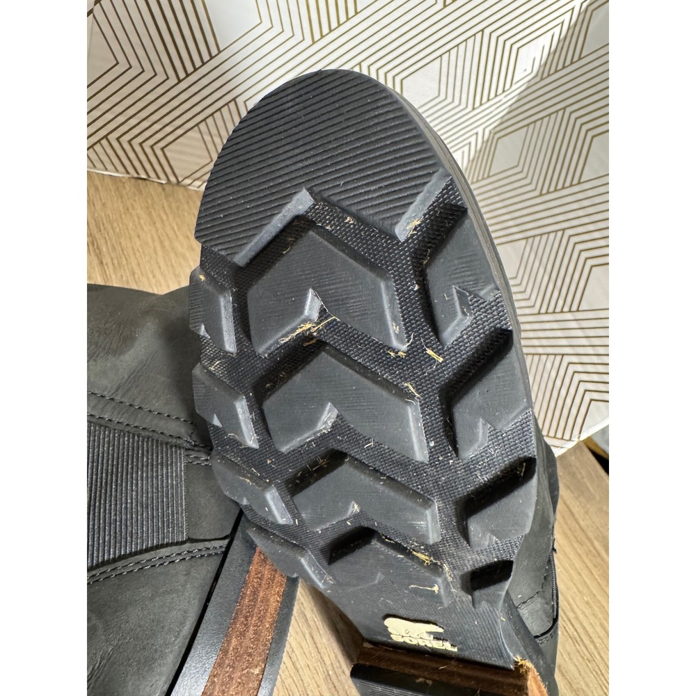 Sorel Emelie Chelsea Waterproof Black Leather Ankle Boots NL2671-010 Womens 9 - Picture 9 of 13
